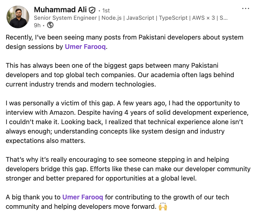 Student testimonial